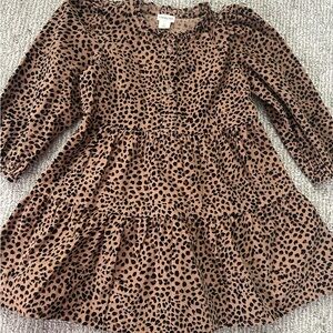 Crewcuts Brown Leopard Corduroy Print Kids Dress